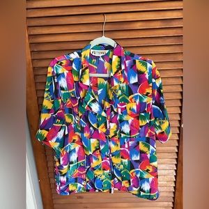 Vintage 80/90s Jordan brand blouse colorful abstract design size L